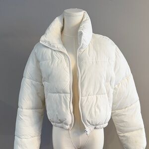 GARAGE White Cropped Puffer Jacket - Women's Winter Coat
